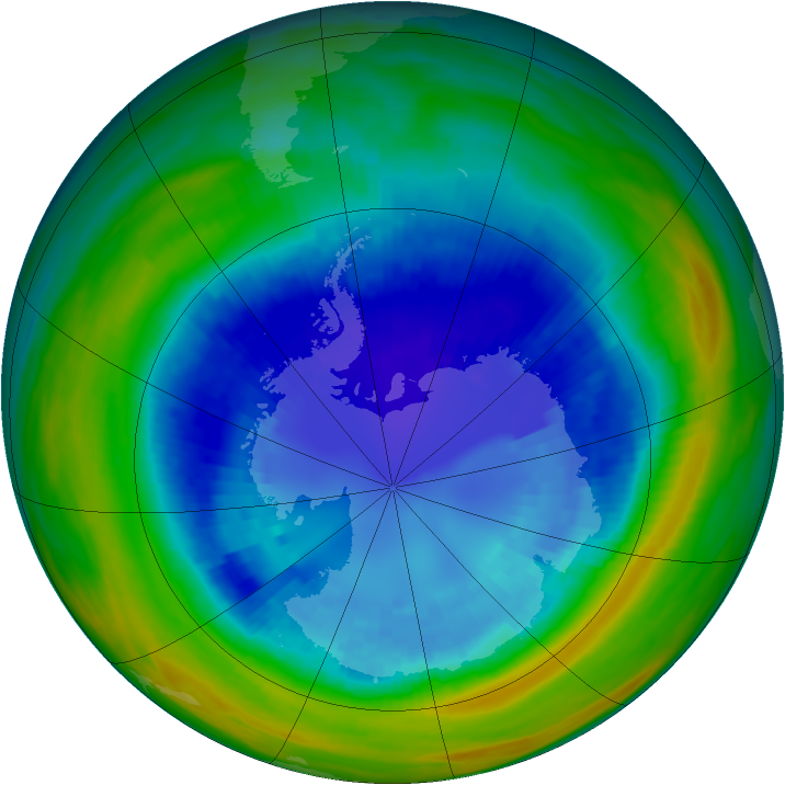 Antarctic ozone map for 02 September 1992